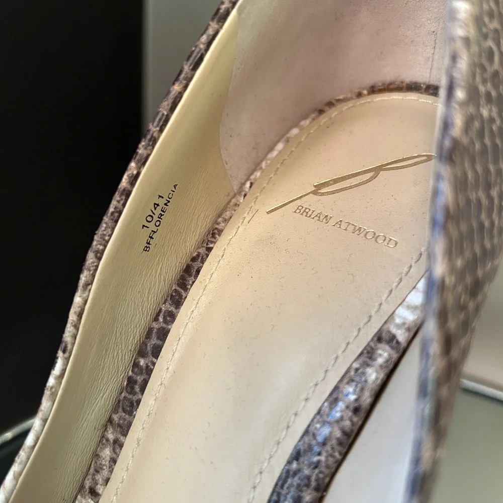 Peep-Toe Platform Pumps in Neutral Snake Print